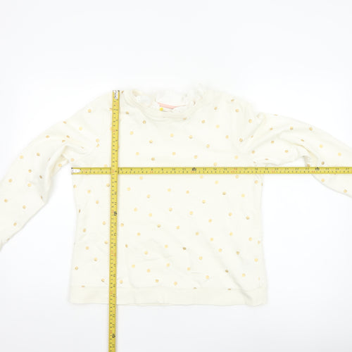 Boden Women Ivory Polka Dot Cotton Long Sleeve Blouse M