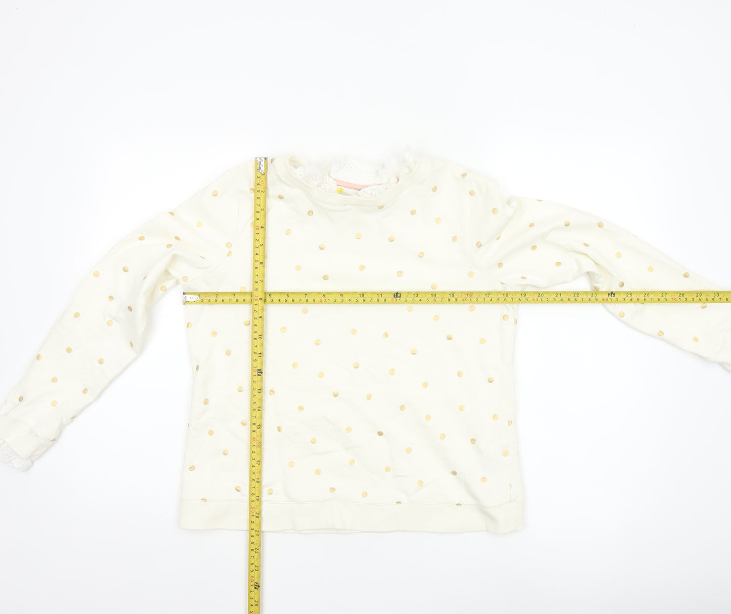 Boden Women Ivory Polka Dot Cotton Long Sleeve Blouse M