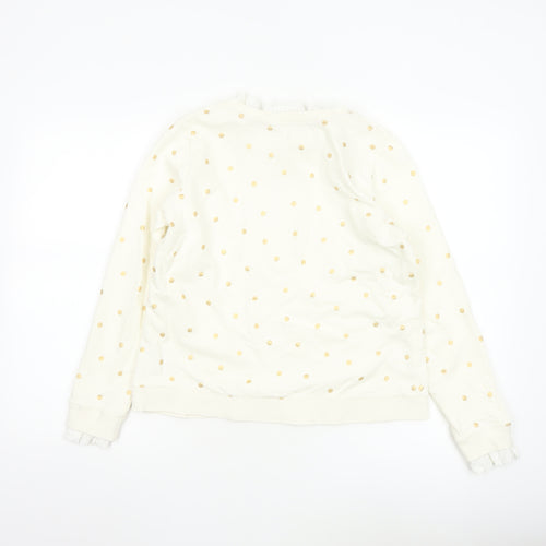 Boden Women Ivory Polka Dot Cotton Long Sleeve Blouse M