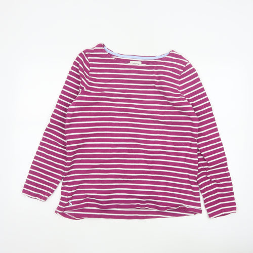 Joules Women’s Pink Striped Long Sleeve Cotton T-Shirt Size 16