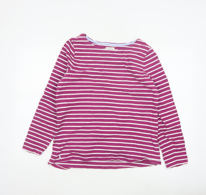 Joules Women’s Pink Striped Long Sleeve Cotton T-Shirt Size 16
