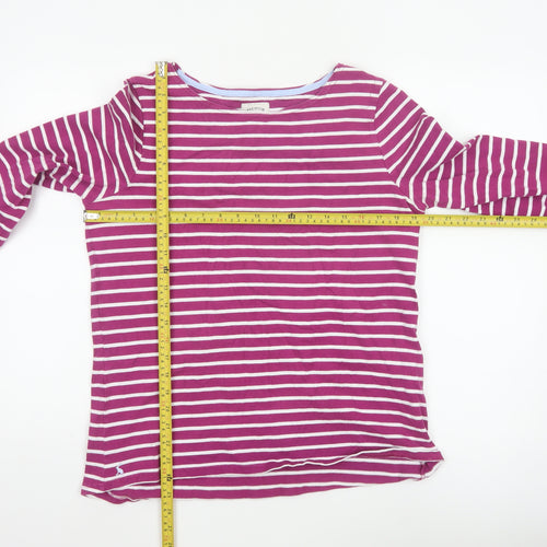 Joules Women’s Pink Striped Long Sleeve Cotton T-Shirt Size 16