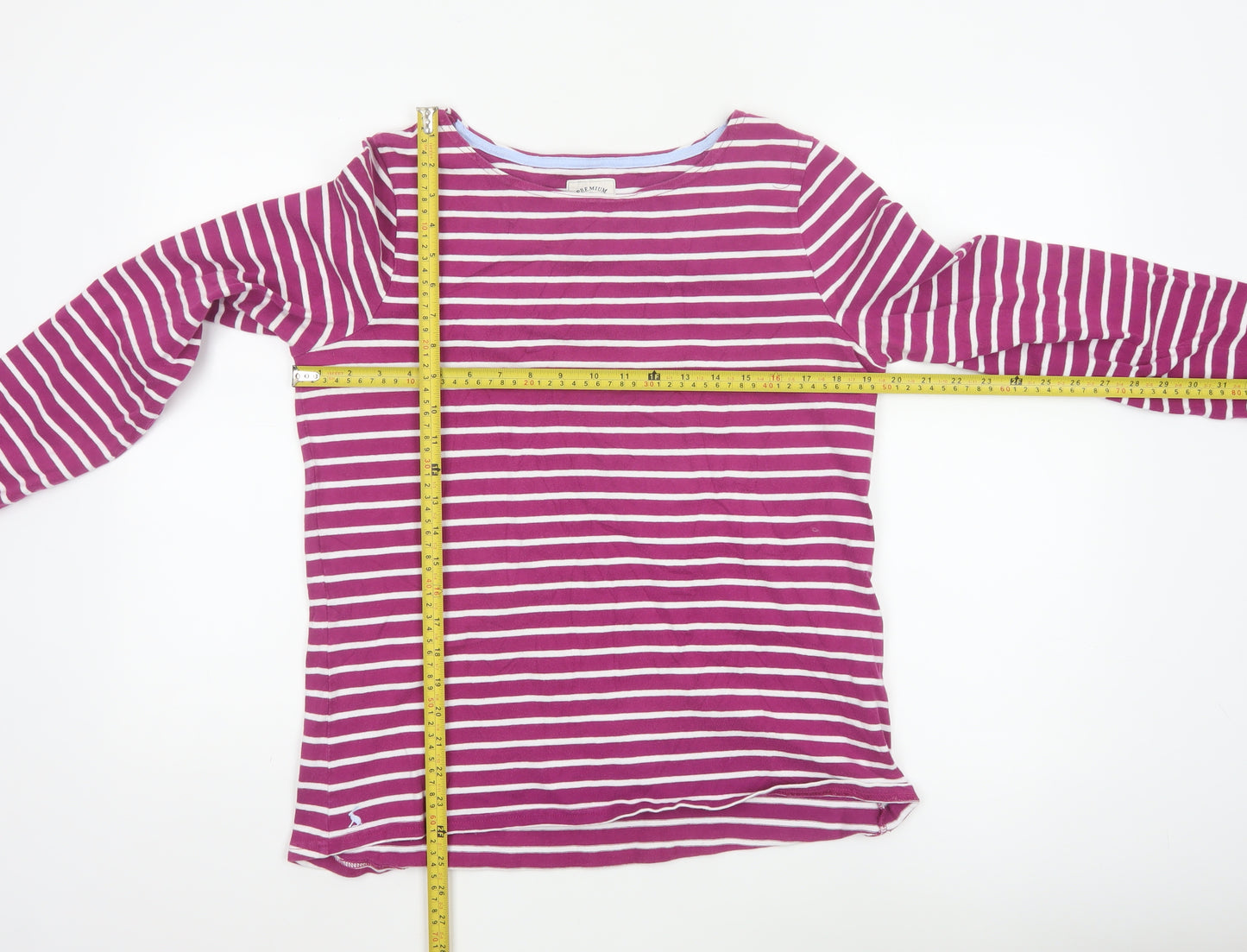 Joules Women’s Pink Striped Long Sleeve Cotton T-Shirt Size 16