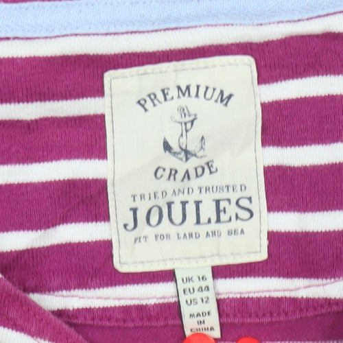 Joules Women’s Pink Striped Long Sleeve Cotton T-Shirt Size 16