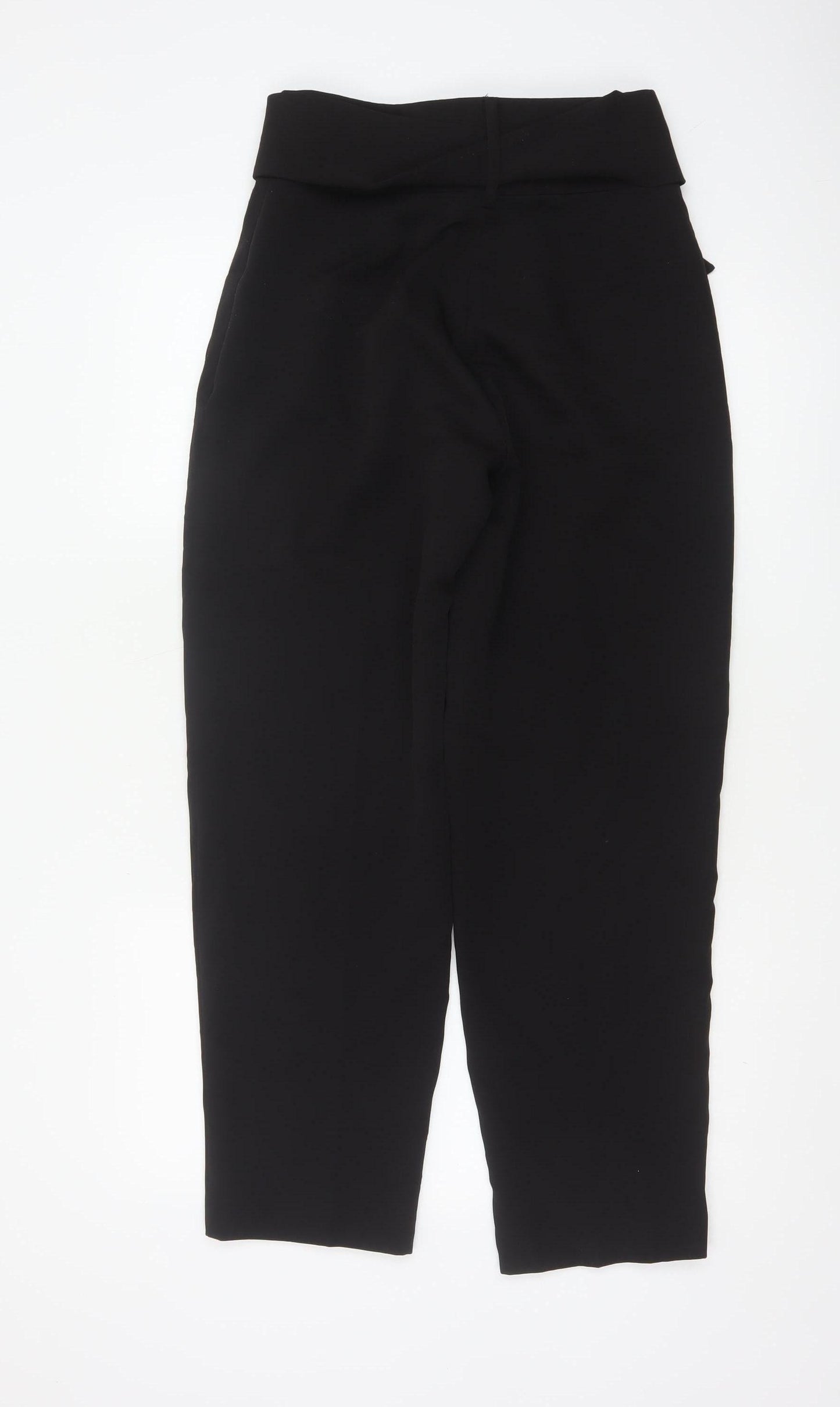NA-KD Women's Black Paperbag Trousers Size 8 Belted High Waist