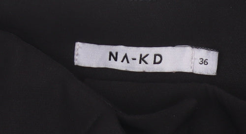 NA-KD Women's Black Paperbag Trousers Size 8 Belted High Waist