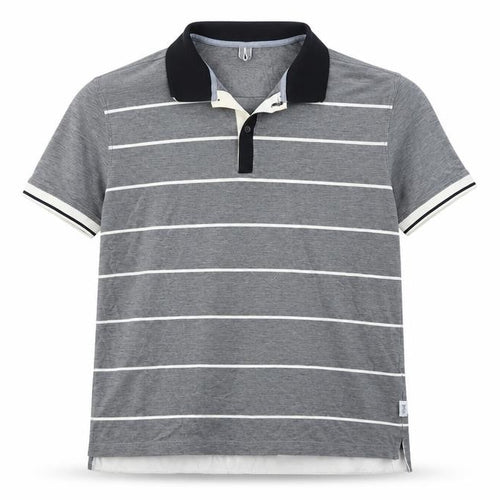 Hugo Boss Men's Grey Striped Regular Fit Pima Cotton Polo Shirt XL