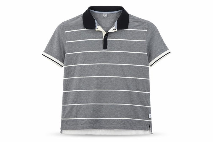 Hugo Boss Men's Grey Striped Regular Fit Pima Cotton Polo Shirt XL