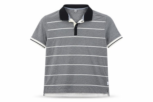 Hugo Boss Men's Grey Striped Regular Fit Pima Cotton Polo Shirt XL