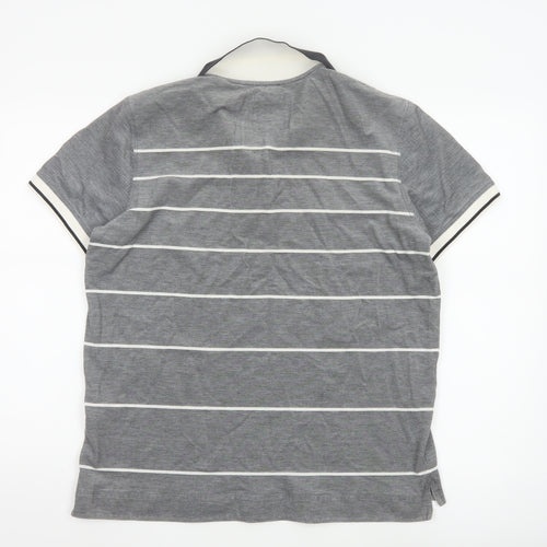 Hugo Boss Men's Grey Striped Regular Fit Pima Cotton Polo Shirt XL