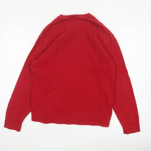 Polo Ralph Lauren Men Red Cotton Long Sleeve Crew Neck Top L
