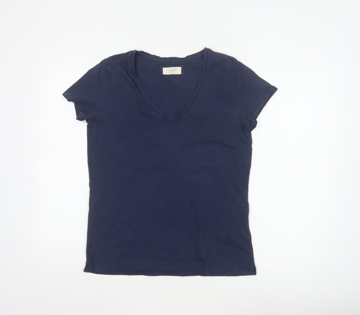 Mos Mosh Womens Navy Blue V-Neck Cotton T-Shirt Size M