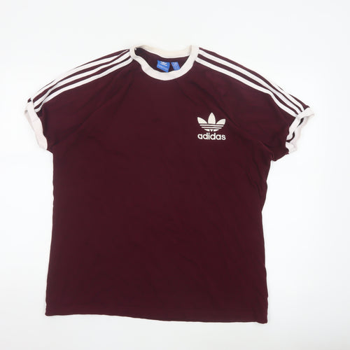 Adidas Men's Red XL Retro Sports Crew Neck T-Shirt