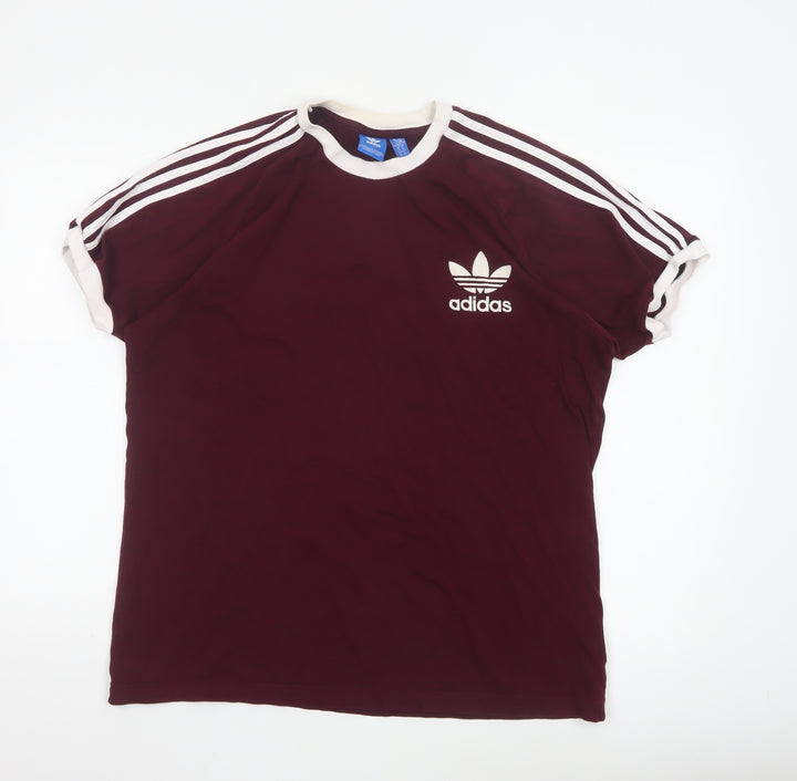 Adidas Men's Red XL Retro Sports Crew Neck T-Shirt