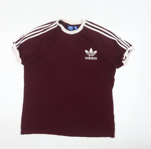 Adidas Men's Red XL Retro Sports Crew Neck T-Shirt