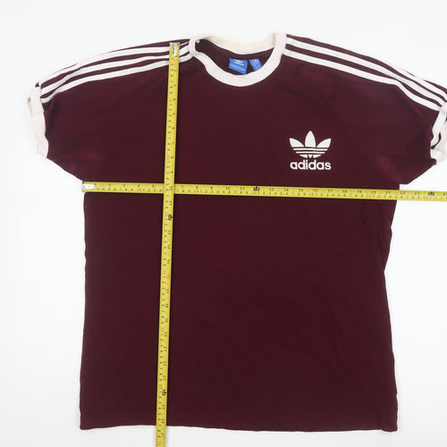 Adidas Men's Red XL Retro Sports Crew Neck T-Shirt