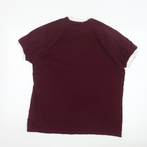 Adidas Men's Red XL Retro Sports Crew Neck T-Shirt
