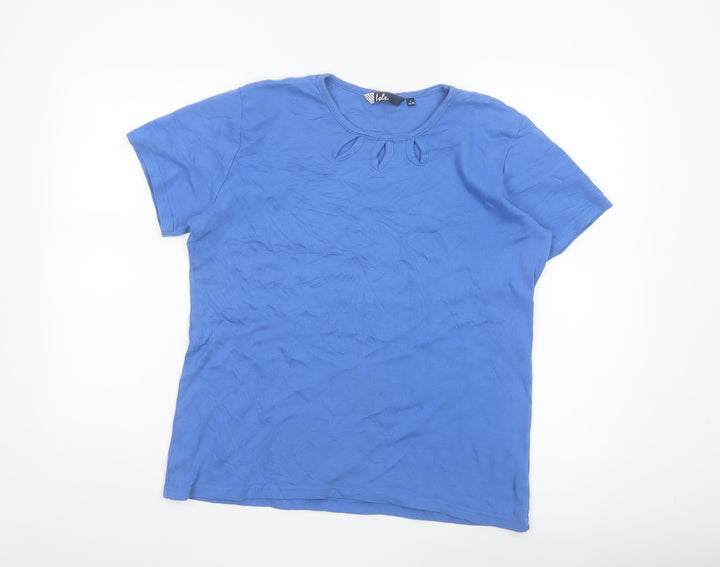 Isle Women's Blue Cotton Short Sleeve Crew Neck T-Shirt Size 18