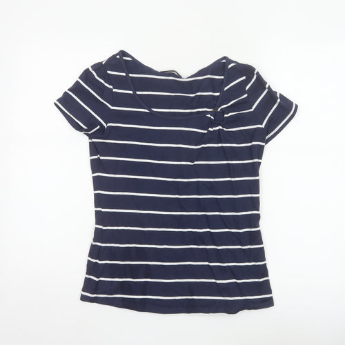 Marks and Spencer Women’s Blue White Striped Cotton T-Shirt UK 10