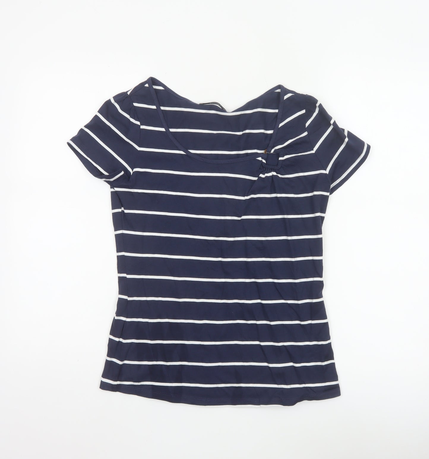 Marks and Spencer Women’s Blue White Striped Cotton T-Shirt UK 10