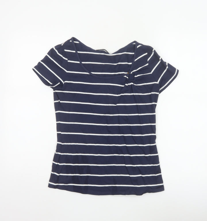 Marks and Spencer Women’s Blue White Striped Cotton T-Shirt UK 10