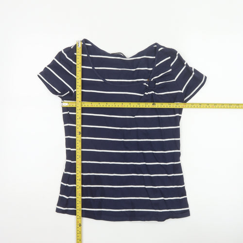 Marks and Spencer Women’s Blue White Striped Cotton T-Shirt UK 10