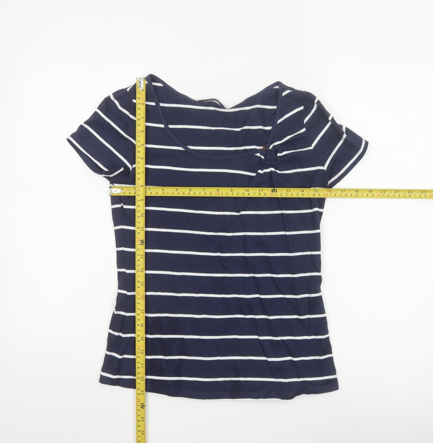 Marks and Spencer Women’s Blue White Striped Cotton T-Shirt UK 10