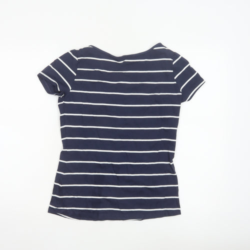 Marks and Spencer Women’s Blue White Striped Cotton T-Shirt UK 10