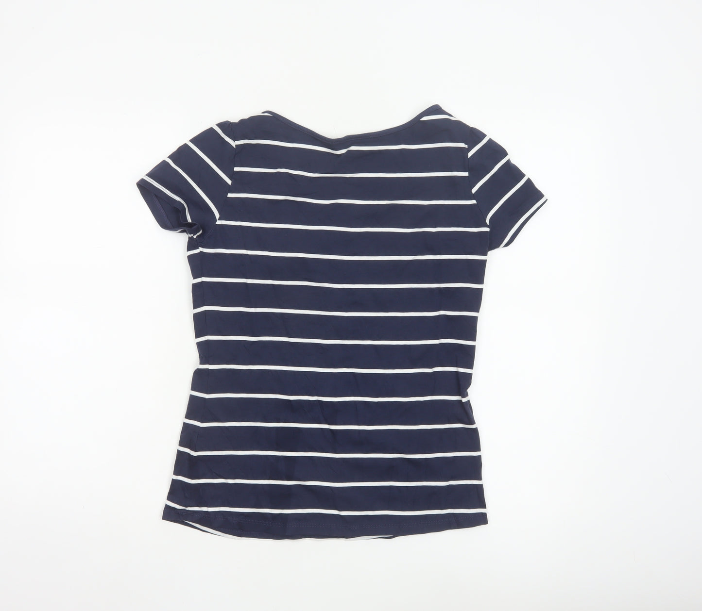 Marks and Spencer Women’s Blue White Striped Cotton T-Shirt UK 10