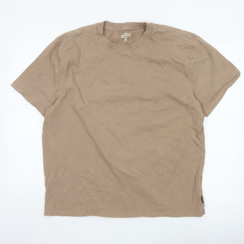 Hollister Men’s Beige Heavyweight Relaxed Fit Cotton XL T-Shirt