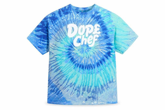 Dope Chef Men's Blue Tie-Dye Regular Fit Cotton T-Shirt M