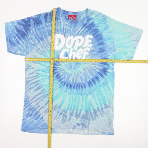 Dope Chef Men's Blue Tie-Dye Regular Fit Cotton T-Shirt M