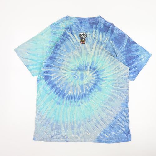 Dope Chef Men's Blue Tie-Dye Regular Fit Cotton T-Shirt M