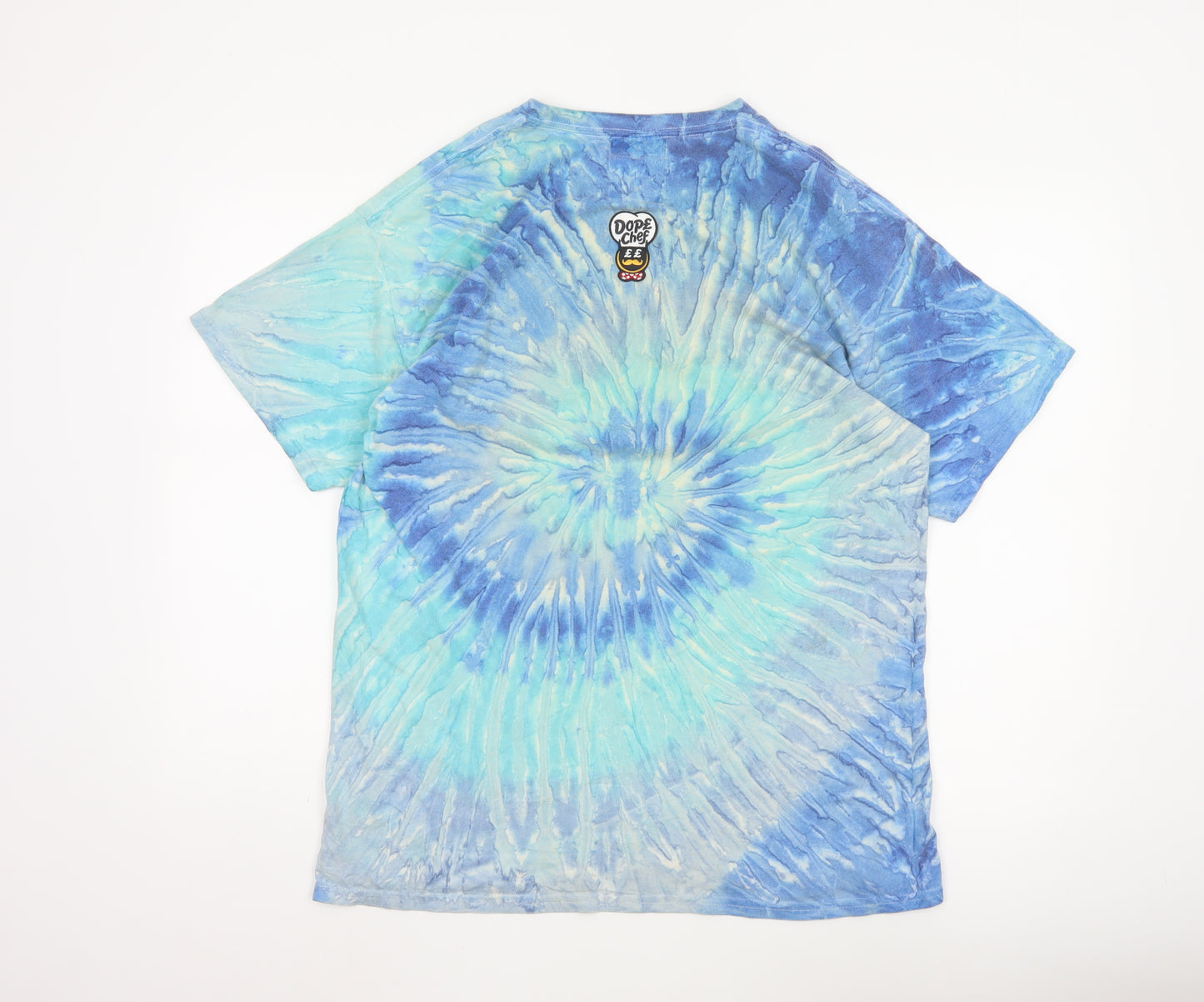 Dope Chef Men's Blue Tie-Dye Regular Fit Cotton T-Shirt M