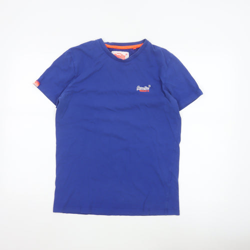 Superdry Men Blue Crew Neck Cotton Jersey T-Shirt Size M