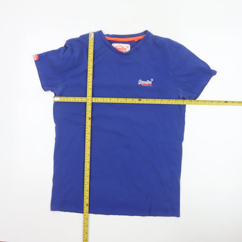 Superdry Men Blue Crew Neck Cotton Jersey T-Shirt Size M