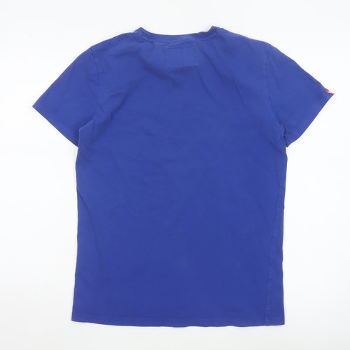 Superdry Men Blue Crew Neck Cotton Jersey T-Shirt Size M