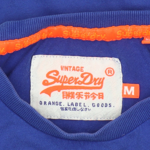 Superdry Men Blue Crew Neck Cotton Jersey T-Shirt Size M