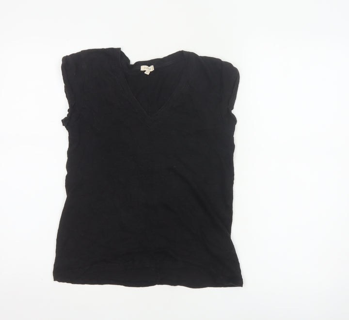 Jigsaw Women's Black Linen V-Neck Sleeveless T-Shirt XS