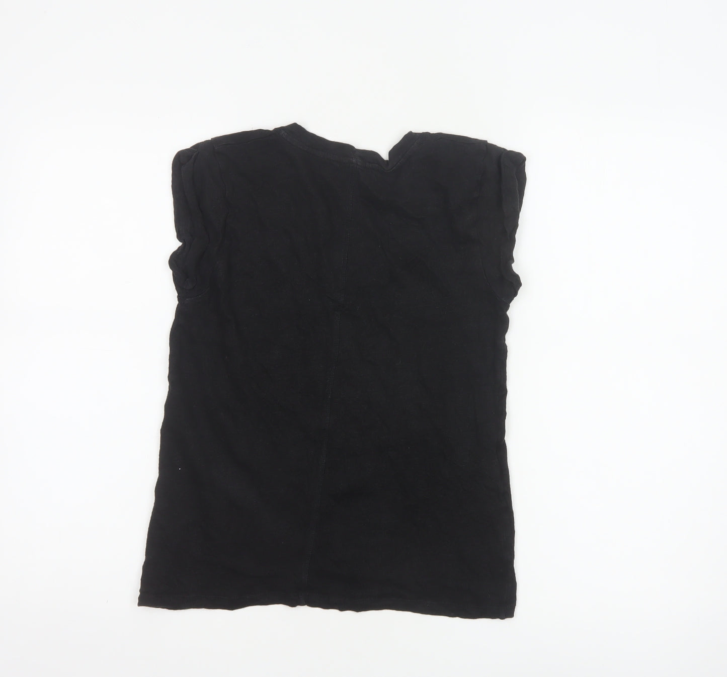 Jigsaw Women's Black Linen V-Neck Sleeveless T-Shirt XS