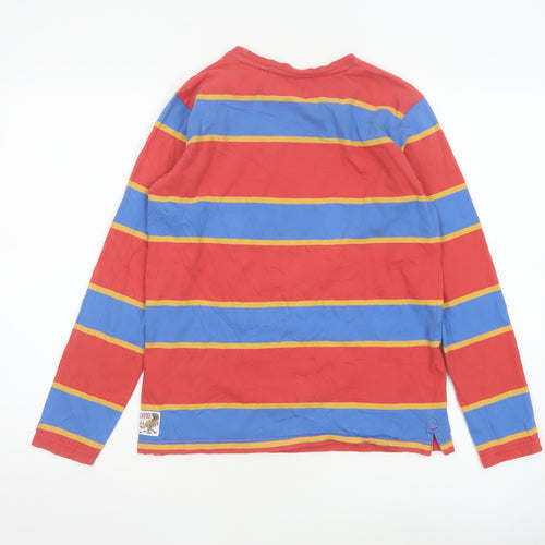 FatFace Boys Red Striped Long Sleeve Cotton T-Shirt 12-13 Years