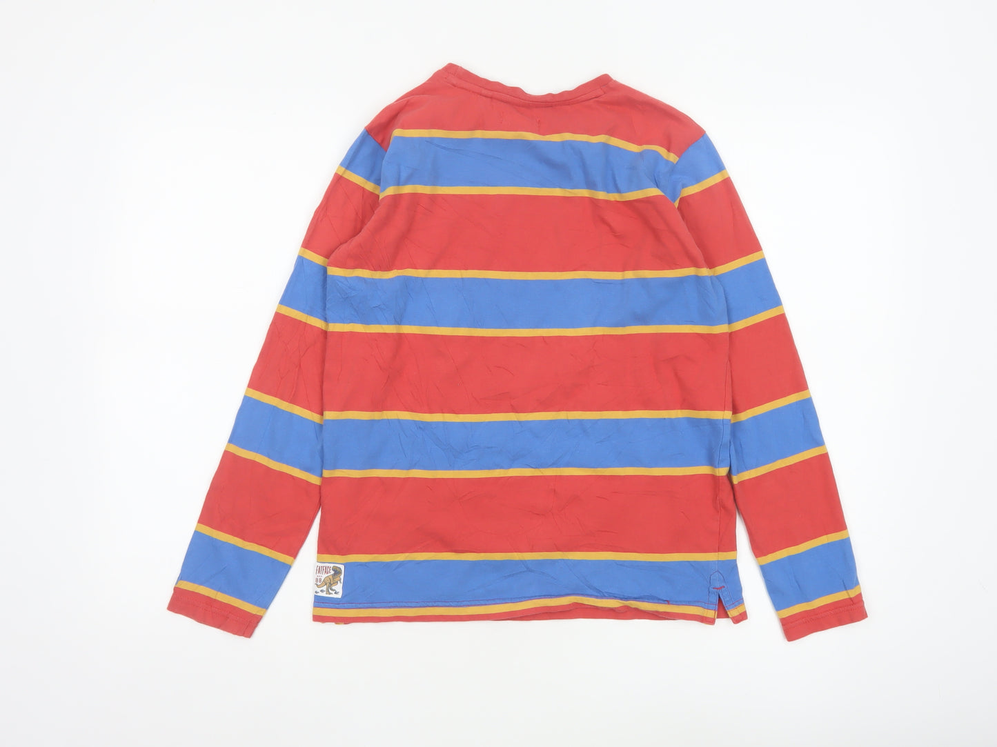 FatFace Boys Red Striped Long Sleeve Cotton T-Shirt 12-13 Years