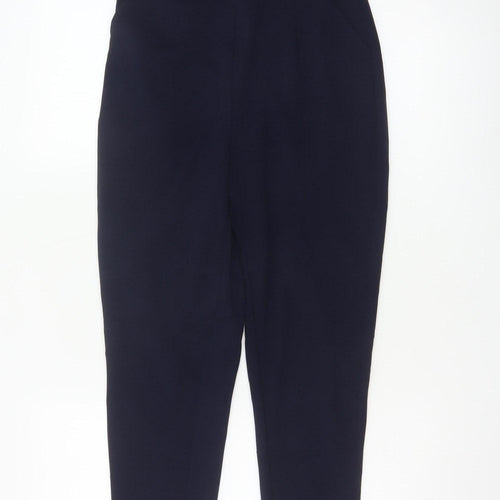 PNK Women Navy Blue Tapered Trousers UK 8 Polyester Blend Workwear