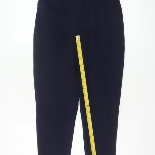PNK Women Navy Blue Tapered Trousers UK 8 Polyester Blend Workwear