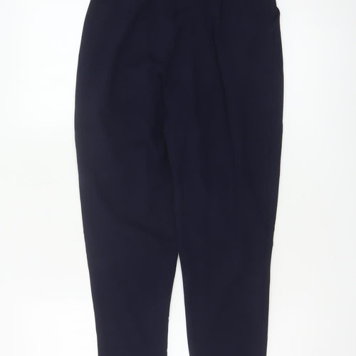 PNK Women Navy Blue Tapered Trousers UK 8 Polyester Blend Workwear