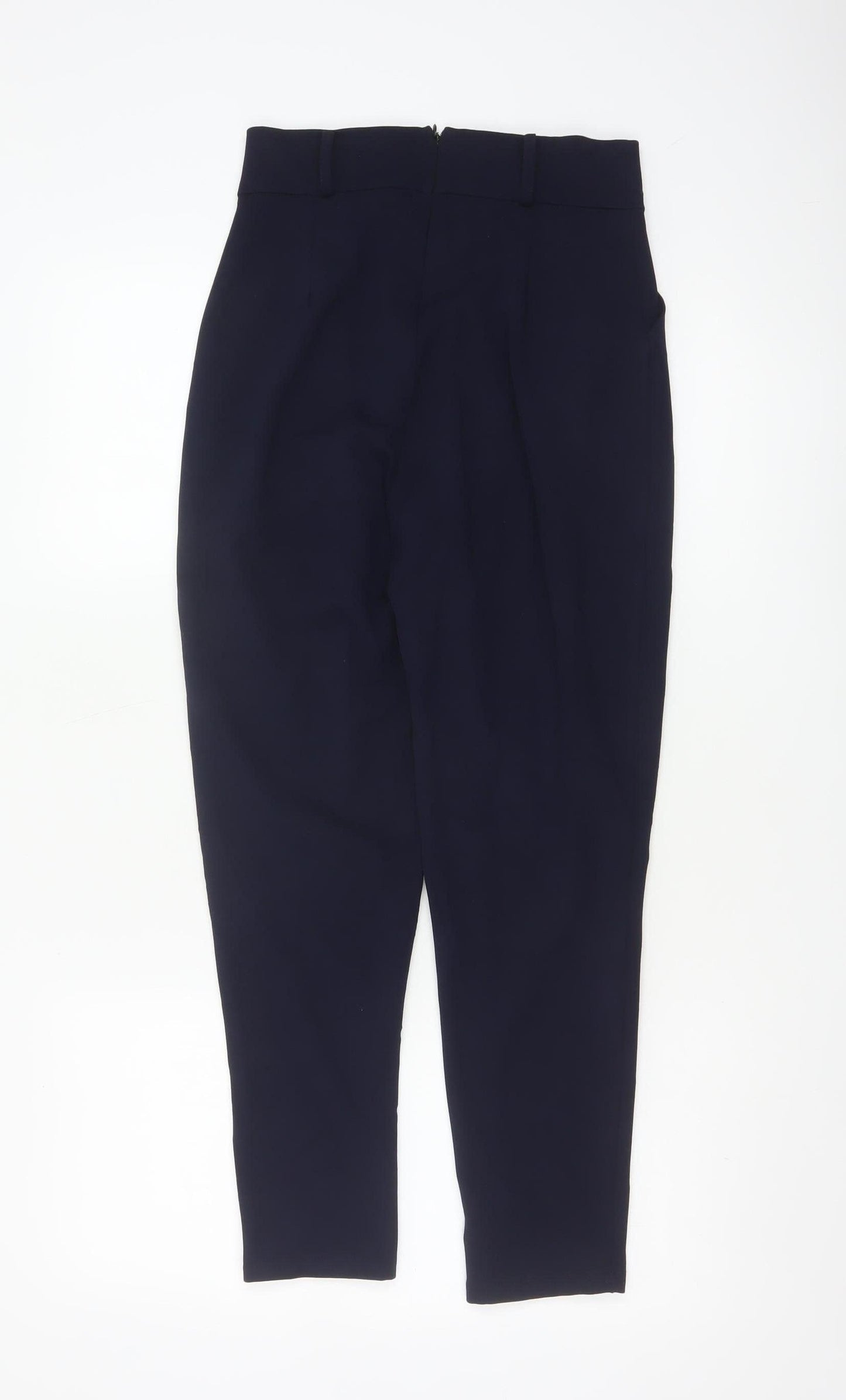 PNK Women Navy Blue Tapered Trousers UK 8 Polyester Blend Workwear