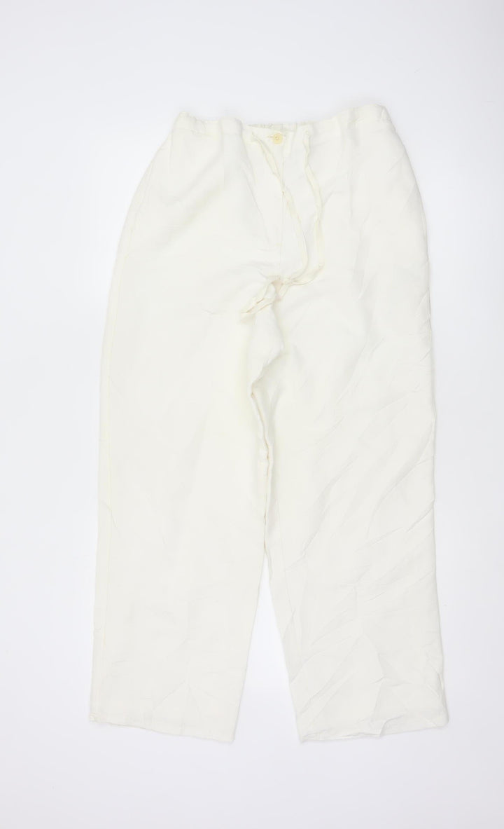 Liz Claiborne Petite Women's Ivory Viscose Wide-Leg Trousers UK 8