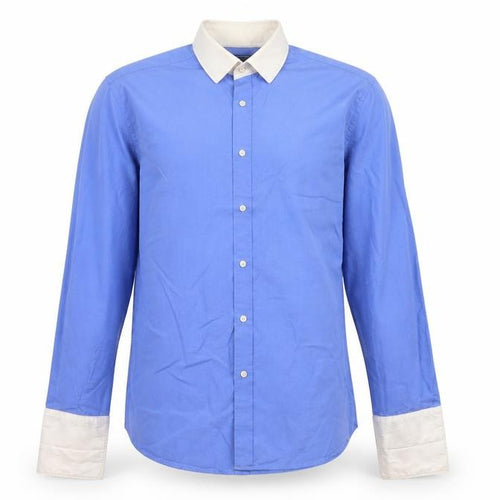 Moss 1851 Men's Blue Tailored Fit Button-Up Shirt Size 16.5 Long Sleeve