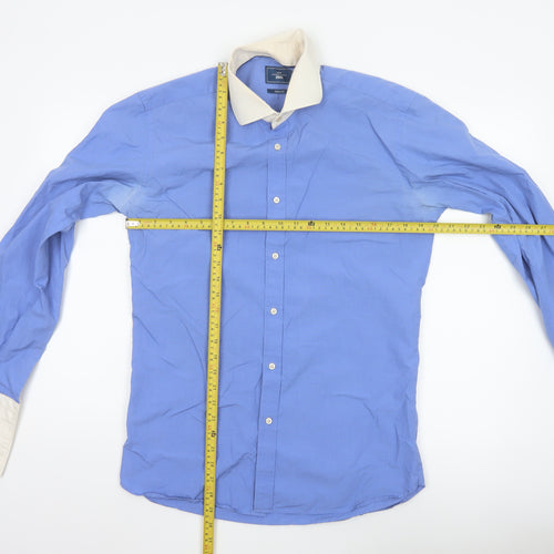 Moss 1851 Men's Blue Tailored Fit Button-Up Shirt Size 16.5 Long Sleeve