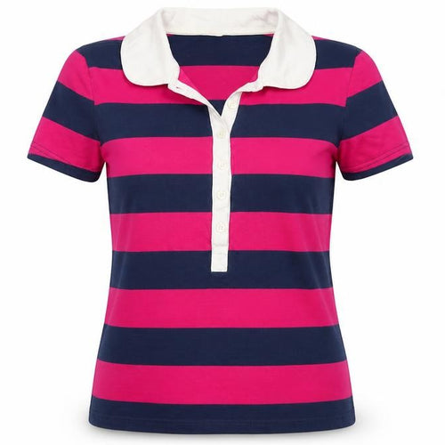 Topshop Women's Multicoloured Striped Cotton Polo Shirt Size 10